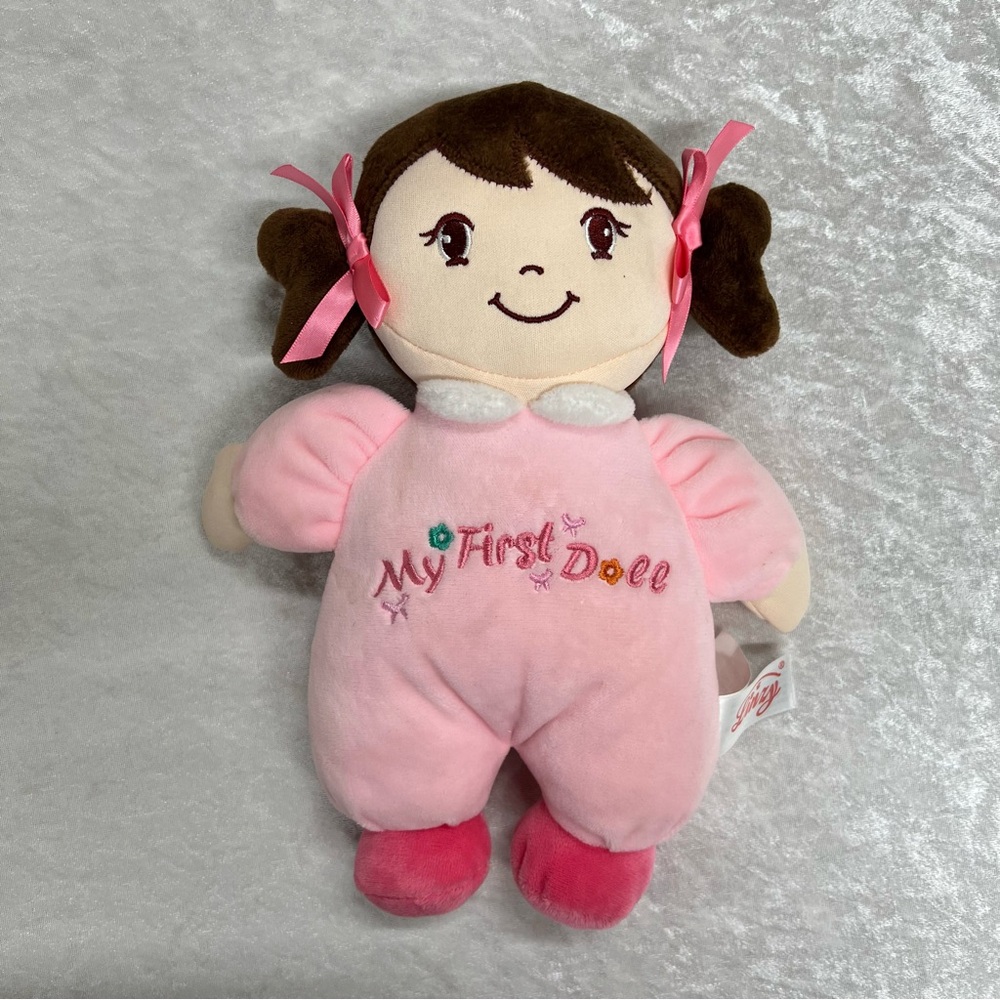 Linzy My first doll Plush Soft baby toy embroidered eyes FLAWED